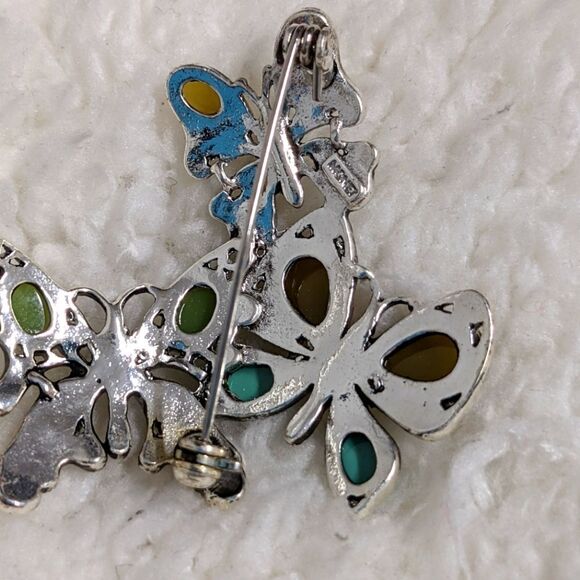 Vintage 90's MONET Three Butterfly Brooche - Picture 6 of 10